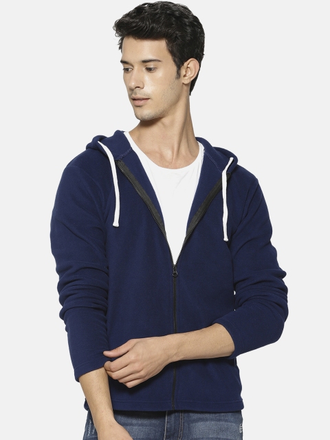 

Campus Sutra Men Blue Solid Hooded Sweatshirt