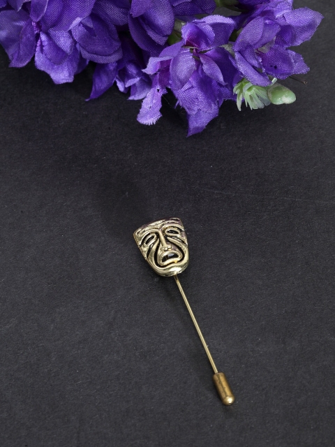 

Jewel Junction Men Gold-Toned Face Mask Shaped Brooch