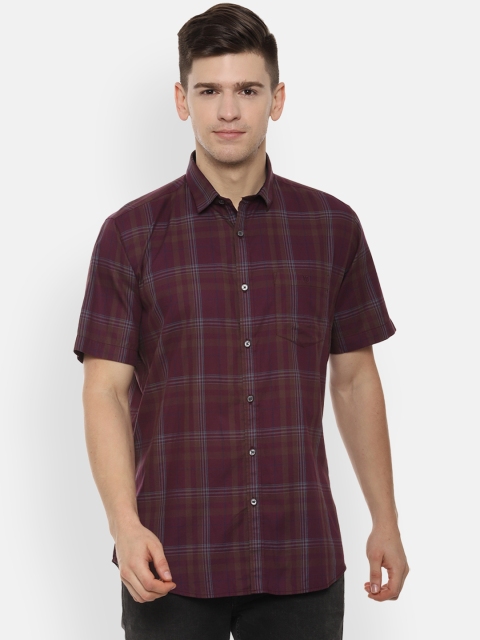 

Van Heusen Sport Men Maroon & Blue Slim Fit Checked Casual Shirt