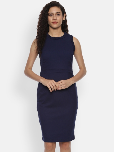 

Van Heusen Woman Navy Blue Self Design Bodycon Dress