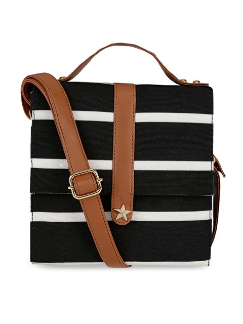 

KLEIO Black & White Striped Sling Bag