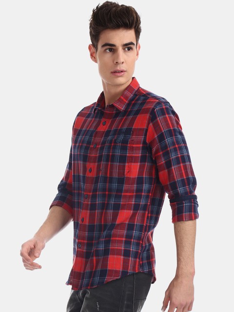 

Ed Hardy Men Red & Blue Slim Fit Checked Casual Shirt