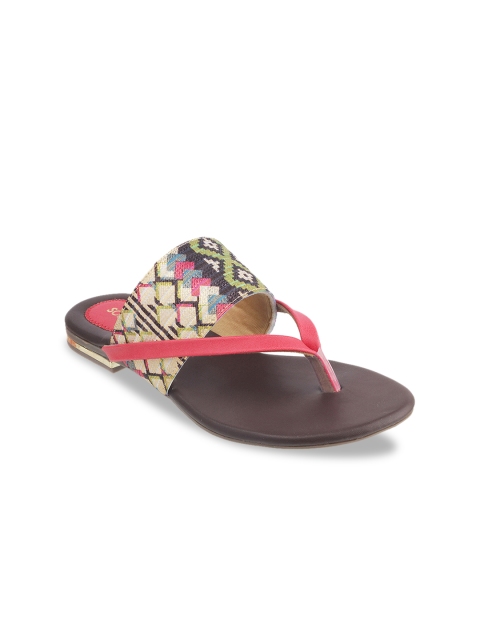 SOLE HEAD Women Pink & Beige Printed Open Toe Flats