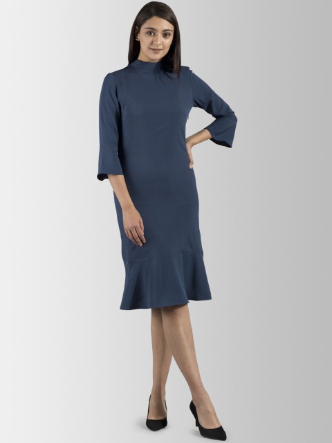 

FableStreet Women Solid Blue Solid A-Line Dress