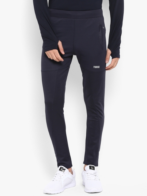 

Yuuki Men Navy Blue Solid Multi-Panelled Slim-Fit Track Pants