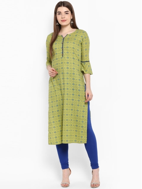 

ETHNIC STREET Women Green Printed Straight Kurta
