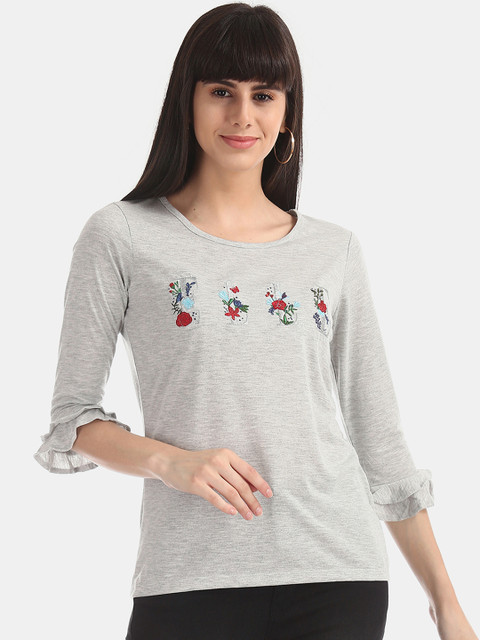 

Elle Women Grey Solid Top