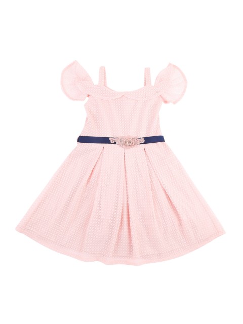 

Pantaloons Junior Girls Self Design Pink Fit and Flare Dress