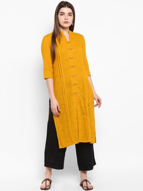 

ETHNIC STREET Women Mustard Yellow Solid Straight Kurta