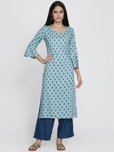 

Adizya Women Blue Printed Kurta with Palazzos