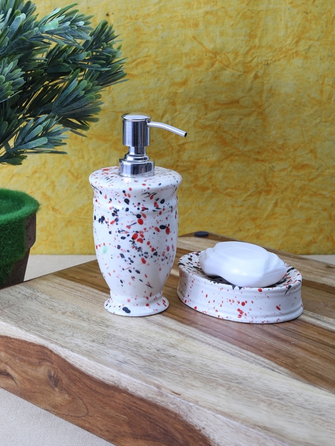 

VarEesha Set of 2 White & Black Printed Bath Accessories
