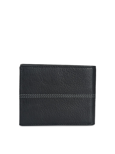 

Calvadoss Men Black Textured Leather Two Fold Wallet