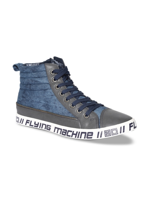 

Flying Machine Men Blue & Grey Solid Sneakers