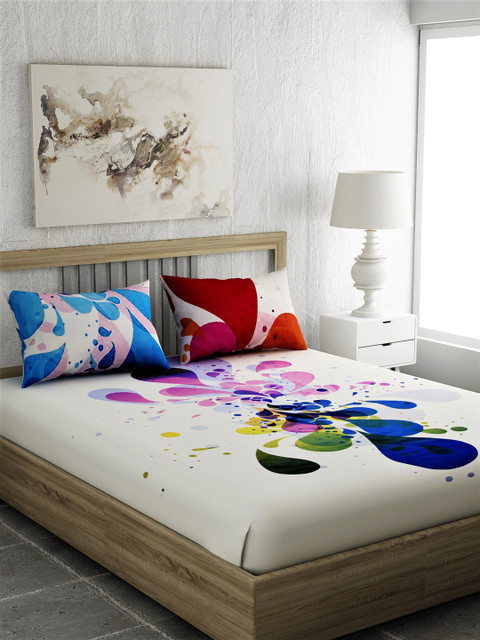 

EverHOME Blue & White Floral 210 TC Cotton 1 Extra Large Bedsheet with 2 Pillow Covers