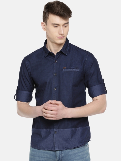 

JDC Men Blue Slim Fit Colourblocked Casual Shirt