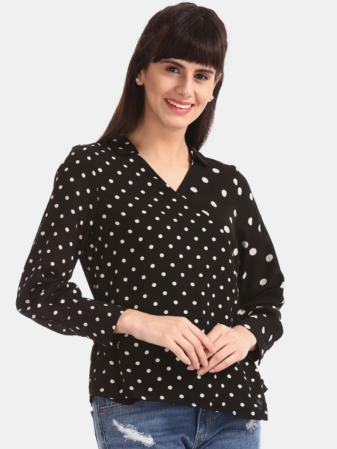 

Elle Women Black & White Polka Dot Printed Top
