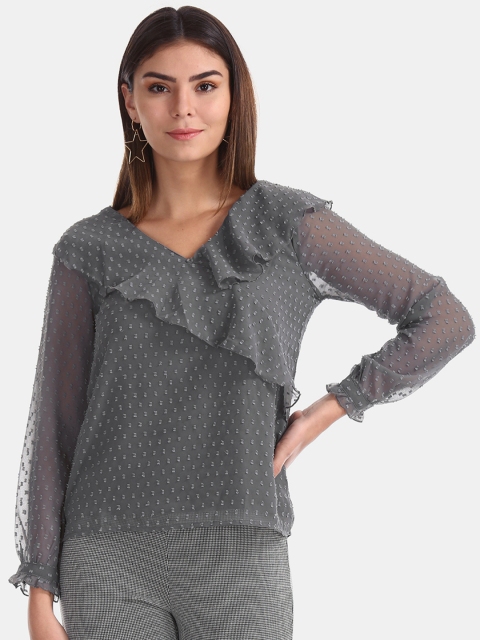 

Elle Women Grey Self Design Top