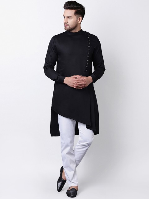 

I Know Men Black Solid Kurta with Trousers