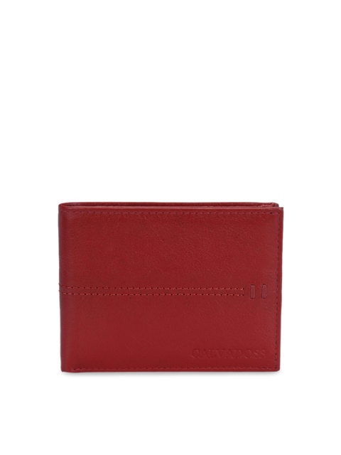 

Calvadoss Men Red Textured Two Fold Wallet