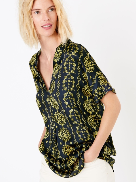 

Marks & Spencer Women Navy Blue Printed Top