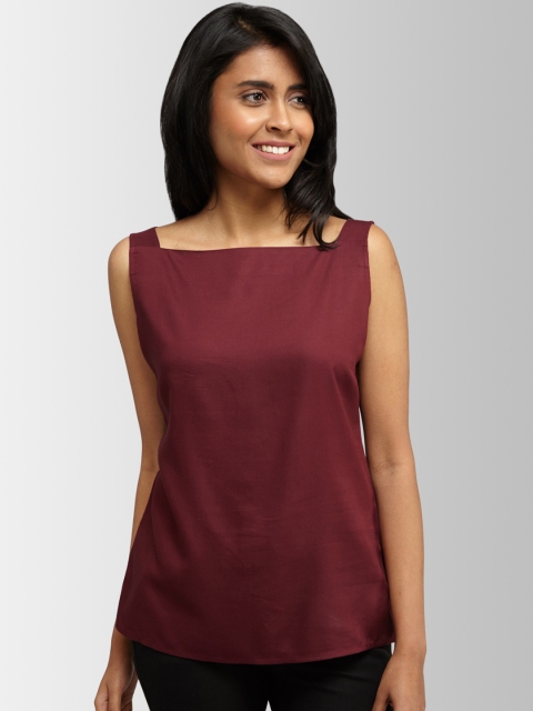 

FableStreet Women Maroon Solid Top