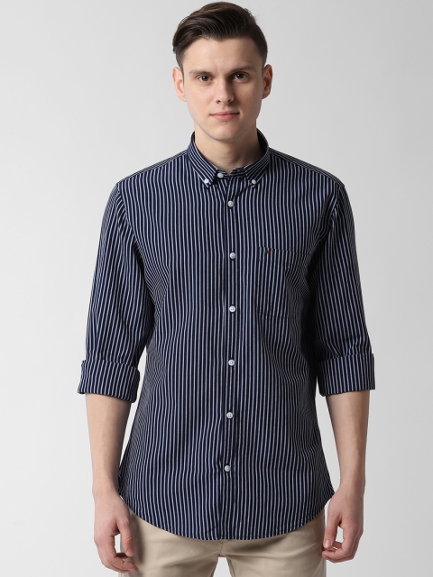 

Peter England Casuals Men Navy Blue Slim Fit Striped Casual Shirt