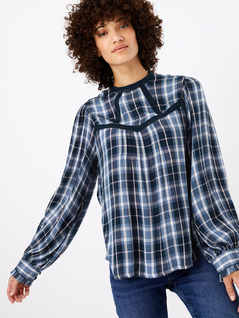 

Marks & Spencer Women Blue Checked Top