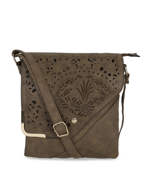 

KLEIO Brown Self Design Leather Sling Bag