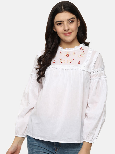 

Van Heusen Women White Self Design Top