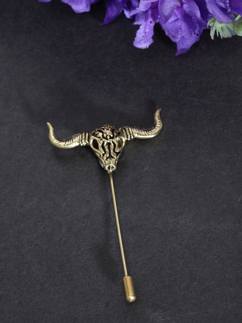 

Jewel Junction Men Gold-Toned Bull Shaped Brooch