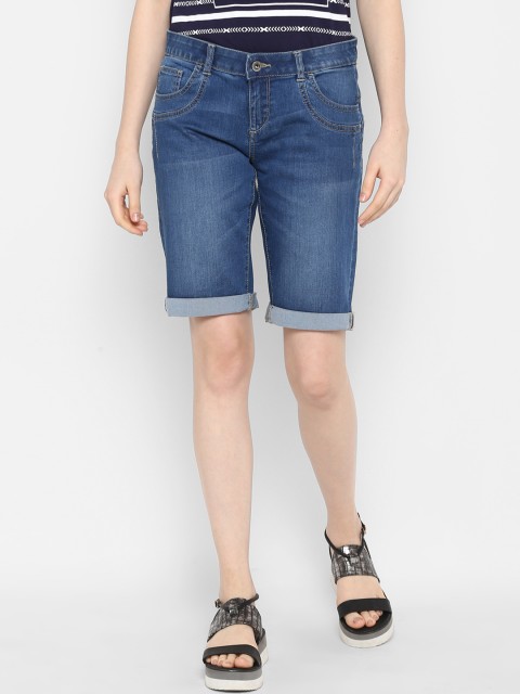 

KVL Women Blue Solid Regular Fit Regular Shorts