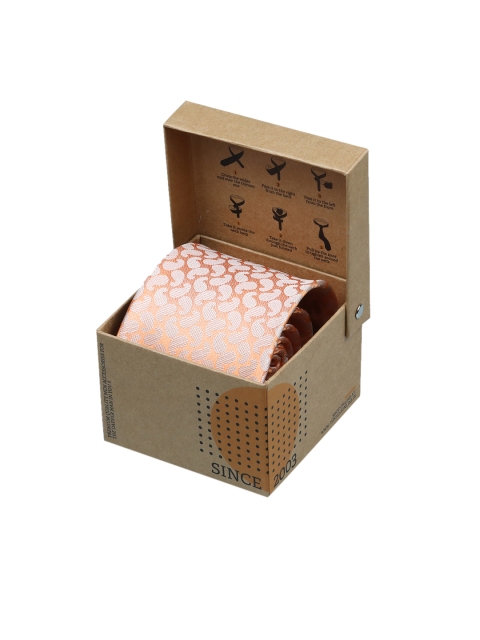 

Tossido Orange Woven Design Broad Tie