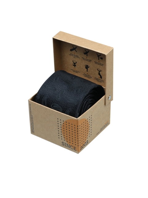 

Tossido Men Black Woven Design Broad Tie