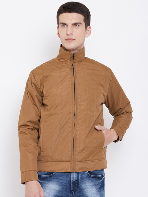 

Spirit Men Tan Brown Solid Windcheater Bomber Jacket