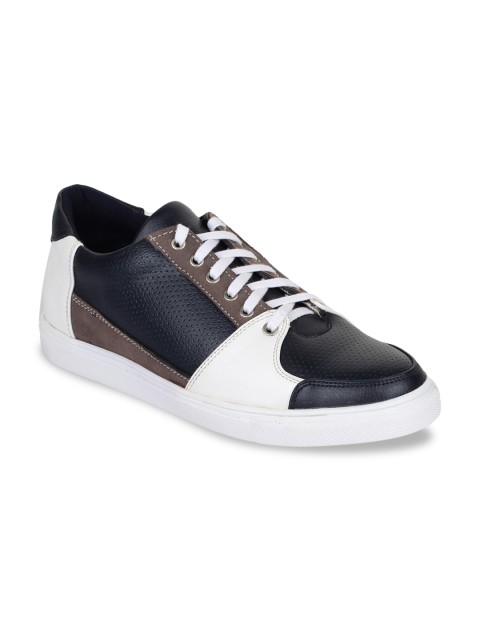 

Bruno Manetti Men Navy Blue & White Colourblocked Sneakers