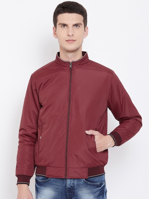 

Spirit Men Maroon Solid Windcheater Bomber Jacket