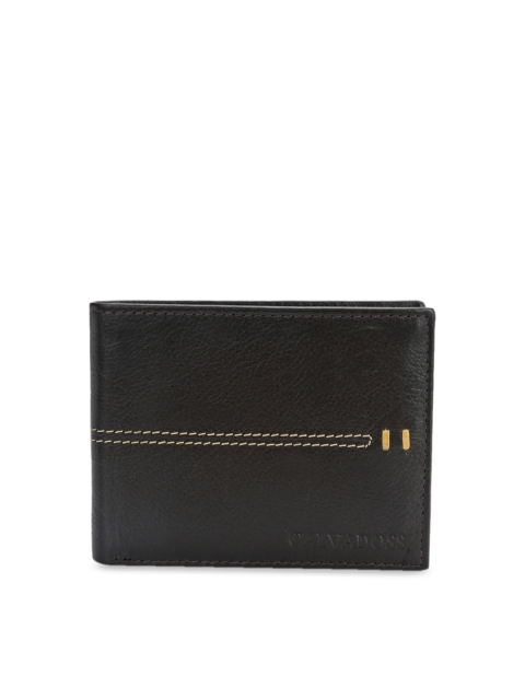 

Calvadoss Men Brown Textured Leather Two Fold Wallet