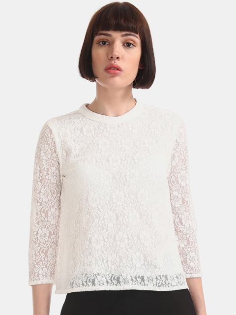 

Sugr Women White Self Design Top
