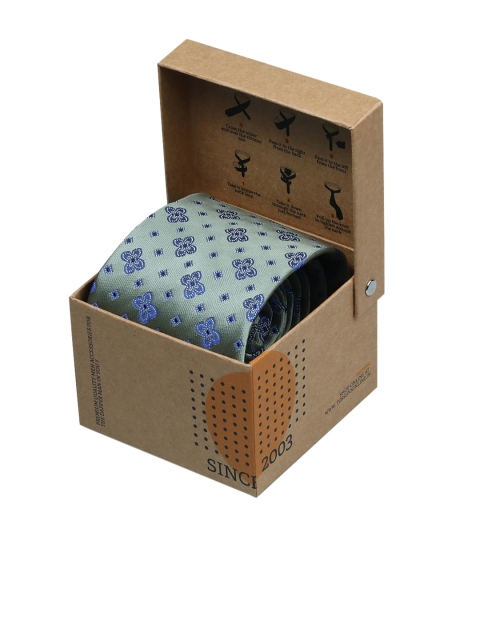 

Tossido Sea Green & Blue Woven Design Broad Tie