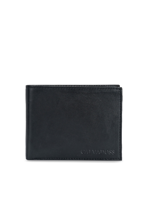 

Calvadoss Men Black Solid Leather Two Fold Wallet