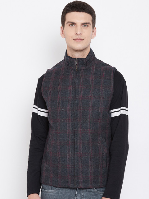 

Spirit Men Charcoal Self Design Tailored Jacket