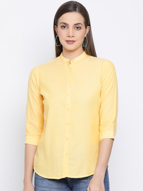 

Crimsoune Club Women Yellow Slim Fit Solid Casual Shirt