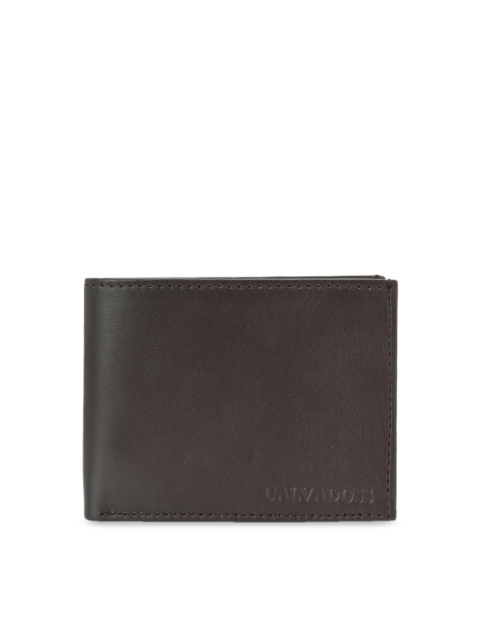 

Calvadoss Men Brown Textured Leather Two Fold Wallet