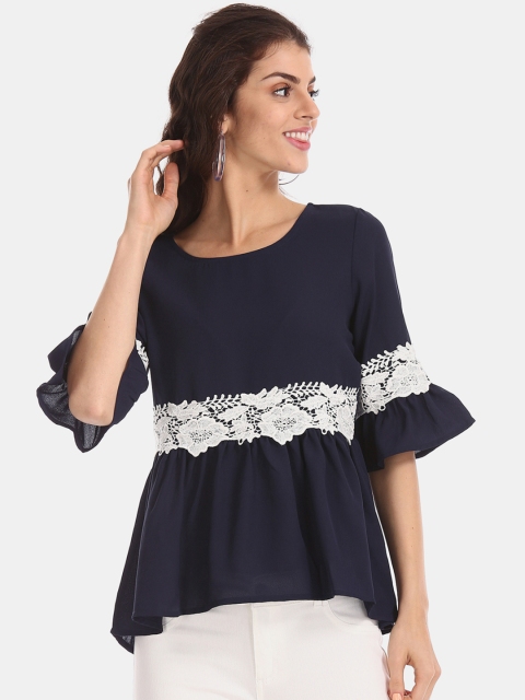 

Sugr Women Blue Solid Peplum Top