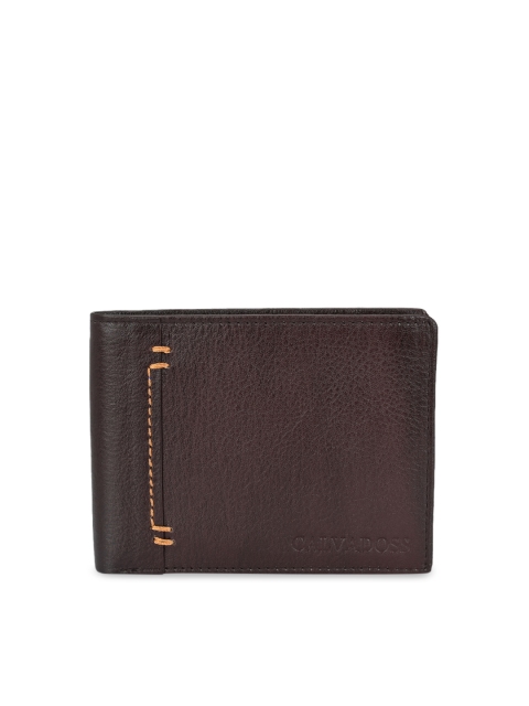 

Calvadoss Men Brown Solid Two Fold Leather Wallet