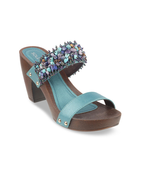 

SOLE HEAD Women Blue Embellished Heels