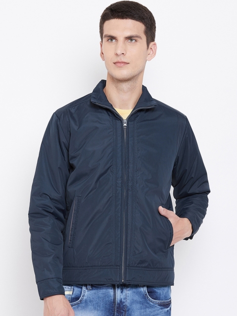 

Spirit Men Navy Blue Solid Windcheater Padded Jacket