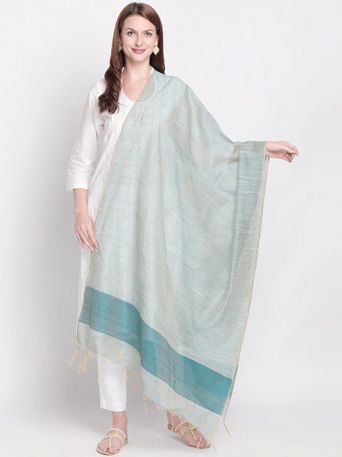 

Dupatta Bazaar Teal Blue Striped Dupatta