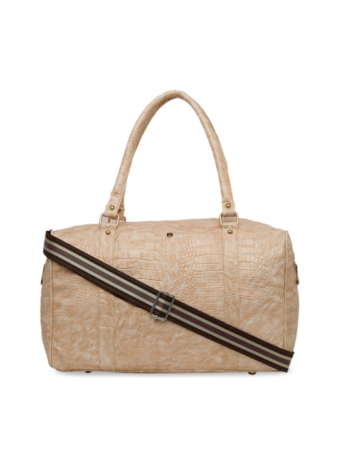 

HORRA Women Beige Croc Textured Duffle Bag