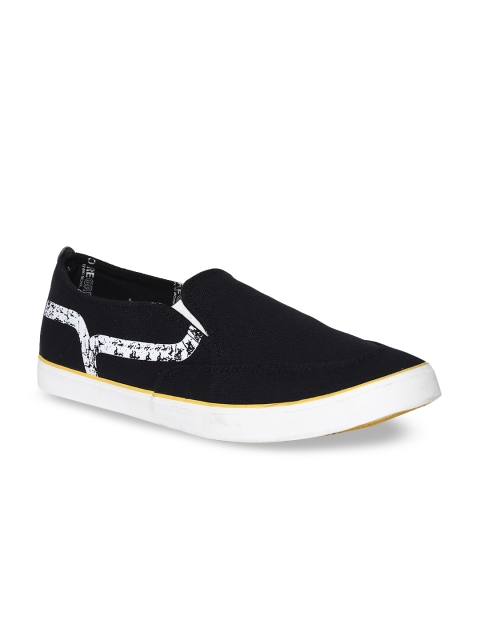 

Flying Machine Men Black Slip-On Sneakers